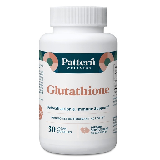 [BRSRAFQ3BZ5QGDL5] Pattern Wellness Glutathione Supplement - Active Reduced Glutathione Formula with Added Vitamin C - Cell, Antioxidant, + Immune Health Support - 30 Vegan Capsules