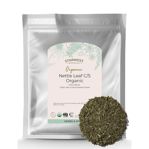 [BRSWICALPMEGCELU] Starwest Botanicals Organic Nettle Leaf - Tørket Stinging Nettle, Naturlig Løsblad Herbal Te, Koffeinfri, Cut & Sifted, Certifisert Kosher, Ikke-GMO - bulk 1 lb Bag