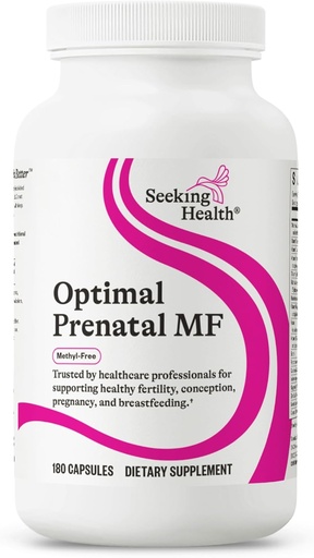 [BRSWYAQKAUMAG2Q6] Buscando Salud Optimal Prenatal Metil-Free, Non-Methylated Folate y B12, Pregnancy Support, B6 y Ginger for Digestive Comfort, Supports Healthy Fetal Development, Vegetarian (180 cápsulas)