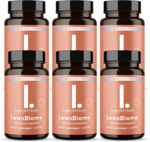 [BRSRO2Y6O4MROEQ4] LeanBiome, 9-Strain Probiotic Formula, Supports a Balanced Gut Microbiome, Powerful Gut Probiotics with Greenselect Phytosome - 60 Capsules, 6 Pack