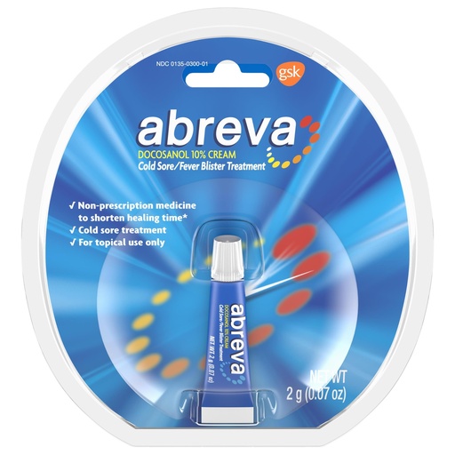 [BRSWIYTZOZ7RWDT2] Abreva Docosanol 10% Cream Tube, FDA Approved Treatment for Cold Sore/Fever Blister, 2 grams