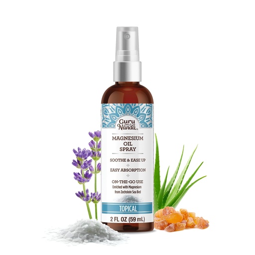 [BRSRA2Y6CIMRS2TL] GuruNanda Magnesium Oil Spray (2 Fl Oz), Topical Magnesium Spray with Natural Essential Oils & Aloe Vera, Helps with Muscle Soreness & Relaxation, Cruelty-Free
