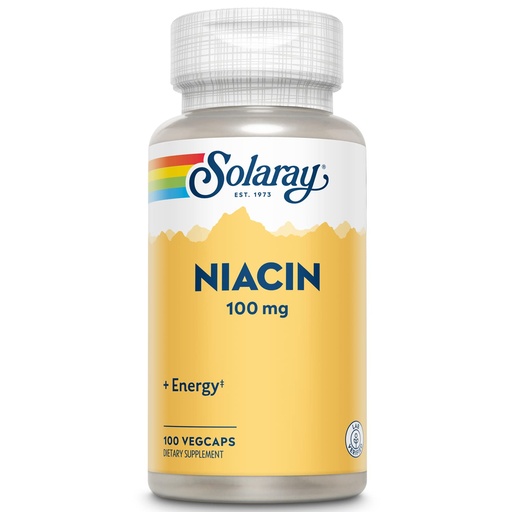 [BRSWIYQGCAFAOF3G] Solaray Niacin 100mg - Vitamin B3 Niacin Supplement for Women & Men, Supports Cellular Health, Nervous System Support - 100 Veg Capsules