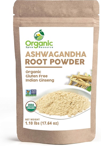 [BRSWYYYLPIBBU3TL] Akar Powder Organik Ashwagandha - 1.10 Ibs (17.64 oz): Kraft Bag yang dapat diselamatkan, Non-GMO, India Ginseng, Withania Somnifera -100% Raw dari India, oleh SHOPOSR