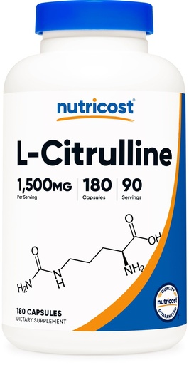 [BRSWKGQYCUNW2A3I] Nutricost L-Citrulline 1500mg, 180 Capsules - 750mg Per Capsule, Gluten Free, Non-GMO, Packaging May Vary