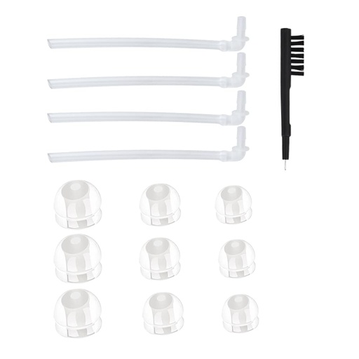 [BRSROZQNCEIRAE3D] Universal BTE Hearing Aid Eartips Domes Set - Includes 9 Single-Layer Ear Plugs, 4 Resound Tubes, and 1 Cleaning Brush