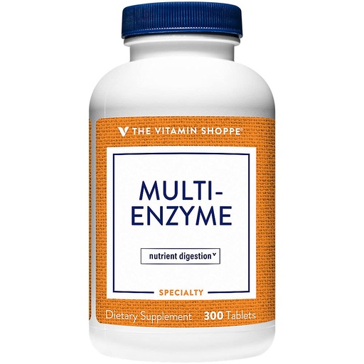 [BRSWIYTYOEDROYD6] The Vitamin Shoppe Digestive Enzymes - Complete Multi-Enzyme Formula | Protein Fat Carb Digestion | 300 Tablets | Plant-Based