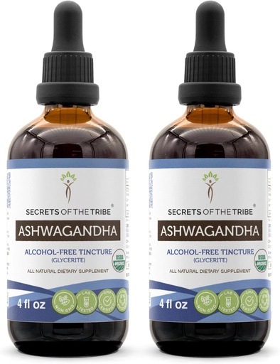 [BRSWGELRCF7B4AL7] Ashwagandha Tincture Alcohol-Free Extract, USDA Organic Ashwagandha Withania Somnifera Anti-Stress and Relaxation 2x4 OZ
