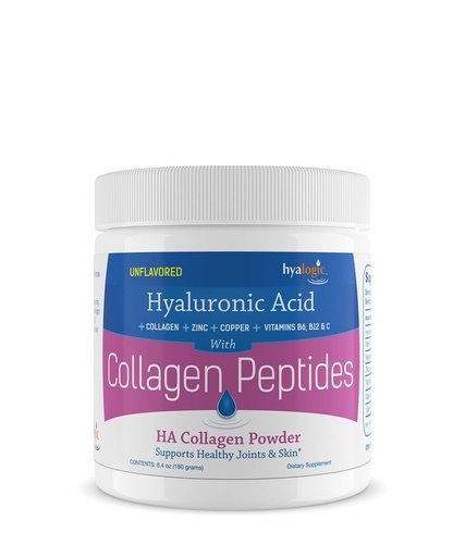 [BRSWGZAPAUNWCAA7] Hyalogic Hyaluronic Acid Collagen Peptides Powder – Joint, Skin, Hair, Nail & Hydration Support – with Zinc, Vitamins B6, B12 and C, Hydrolyzed Protein – 6.4oz