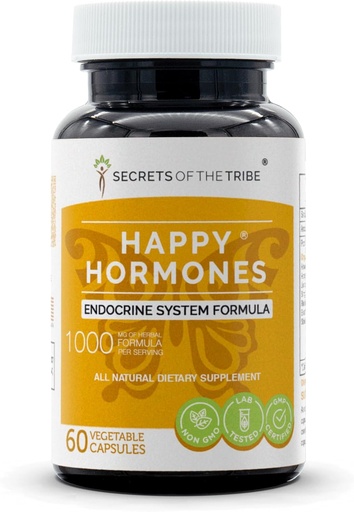 [BRSWGAILOQFQ4FI2] Secrets of the Tribe - Happy Hormones, Endocrine System Formula, Herbal Supplement Blend (60 Capsules)
