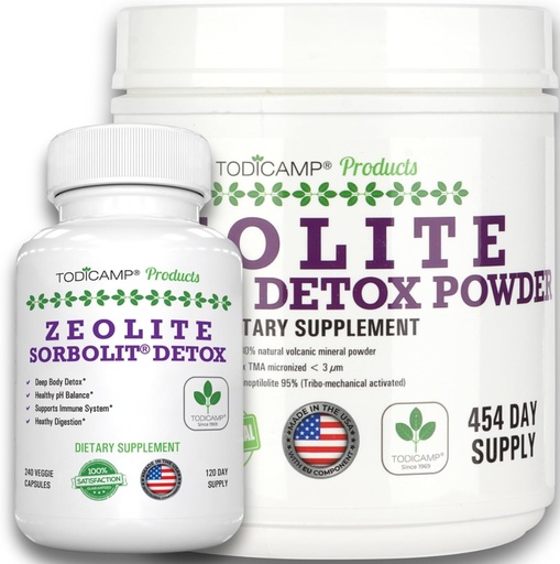 [BRSRAZYLAAHAOGQZ] Zeolite Detox Pack Minimum 120 Days Supply Zeolite Capsules and Zeolite Powder Bundle