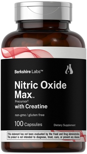 [BRSRAYIDABYWCCDA] Horbäach Nitric Oxide Supplement for Men & Women | 100 Capsules | with L Citrulline, L Arginine, and Creatine Monohydrate | Non-GMO, Gluten Free | Berkshire Labs
