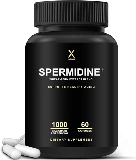 [BRSW2EL3C4NAKCI2] HumanX Spermidine + (US Third Party Tested) - Spermidine-Rich Wheat Germ Extract & Zinc para Activar a Renovación Celular - Non-GMO, Capsules de Spermidine - Apoio ao envellecemento saudable - Suplemento de Spermidina