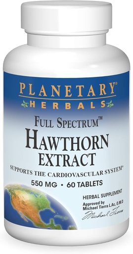 [BRSWIYTYOZ6QCG3U] Planetary Herbals Full Spectrum Hawthorn Extract 550 mg Tabs, 60 ct