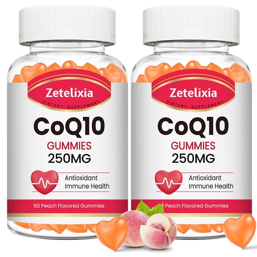 [BRSROCQYOUFWGYDZ] 2 Pack CoQ10 Gummies, 5X Better Absorption Coenzyme Q10 for Cellular Energy and Antioxidant Support, 120 Peach Gummies