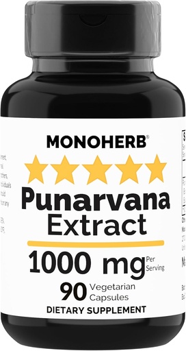 [BRSWYYI6OAAWO3D6] MONOHERB Punarvana 1000 mg - 90 Vegetariske kapsler - Ayurvedic Punarnava Supplement - Boerhavia Diffusa