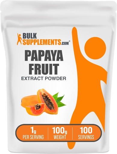 [BRSWKFIOBUMRWCTA] BulkSupplements.com Papaya Fruit Extract Powder - Papaya Extract, for Digestive Support - Gluten Free, 1g per Serving, 100g (3.5 oz) (Pack of 1)