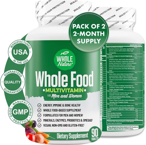 [BRSWYZY3AUBWC3A2] Whole Food Multivitamin for Men and Women Complete Daily Superfood Vitamins Plus Minerals Digestive Enzymes, Probiotics and Omegas. Plant Based Multi Vitamin, Non GMO (2)