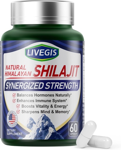 [BRSRAGL2BYJQ4DI2] Himalayan Shilajit Capsule Ormoni di equilibrio, Aumentare l'immunità, Aumentare la vitalità e la memoria, Supplemento ad alta potenza con vari ingredienti, Non-OGM Natural & Organic - 60 conti