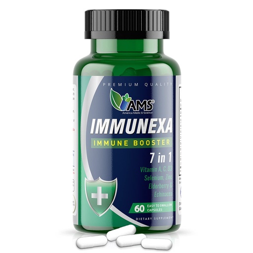 [BRSWYAT7OYHR4FY3] America Medic & Science Immunexa 7 in 1 Immune Support Booster (60 Capsules) with Vitamin A, C, D, Zinc, Echinacea, Elderberry | Adults Immunity Boosting Supplement | Natural, Non-GMO & Gluten-Free