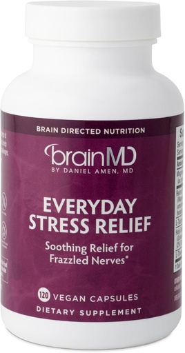 [BRSROH36OF6AE233] Dr Amen BrainMD în fiecare zi Stres Relief - 120 capsule, pachet de 2 - Promovează relaxare și concentrare - non-drowsy - gluten gratuit - 60 total serviri