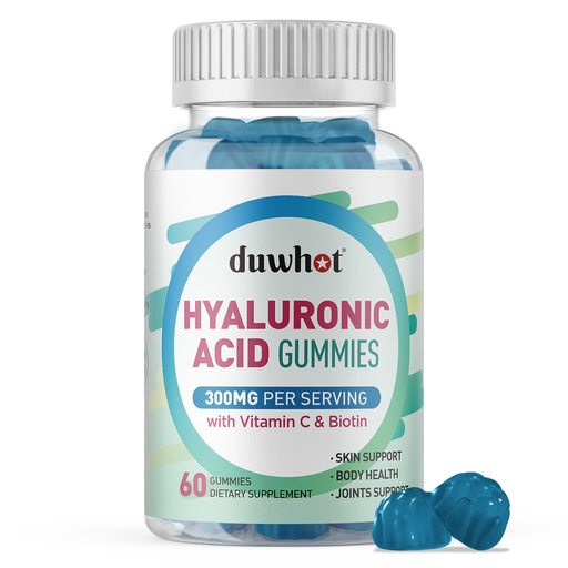 [BRSROHTQOENAMHIY] duwhot Hyaluronic Acid Gummies, Hyaluronic Acid Supplements with Vitamin C & Biotin 5000mcg for Skin, Hair, Nails Health, Joints Supplements for Women & Men, Low Sugar, Vegan, Non-GMO, 60 Counts