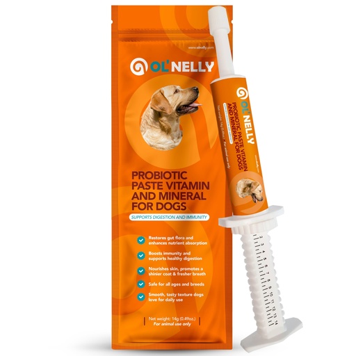 [BRSRAFL7OADWGFDF] OL’ NELLY Dog Probiotic Paste for Dogs & Cats, 7.2 Billion CFU, Helps Support Loose Stool, Gas & Sensitive Stomach, 6-Strain Probiotics + Prebiotic, 14g