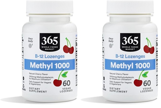 [BRSRAGT7BF6BQ232] Whole Foods Market, Methyl B-12 Lozenges 1000mcg, Cherry Flavor, 60 ct (Pack of 2)