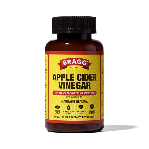 [BRSWYCAQPMCAOFD3] Bragg Organic Apple Cider Vinegar Capsules with Vitamin D and Zinc - 90 Count - Supports Immune System