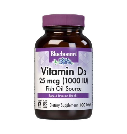 [BRSWIY34OQORSF36] Bluebonnet Nutrition Vitamin D3 1000 IU Softgels, Aids in Muscle and Skeletal Growth, Cholecalciferol from Fish Oil, Non GMO, Gluten Free, Soy Free, Dairy Free, 100 Softgels