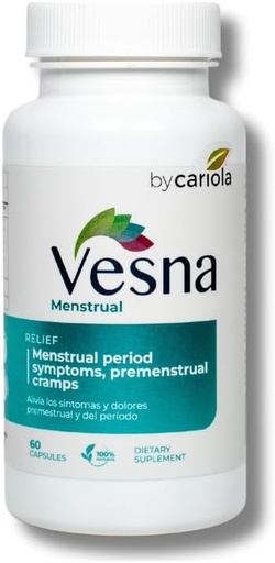 [BRSROFD2PMARYGQ2] VESNA Menstrual Support Supplement Capsules - Menstrual Cycle Support - Mood Support - Cramps & Bloating Relief - Comfort During Menstrual Period - Black Cohosh - Devil’s Claw - Turmeric - 60 Caps