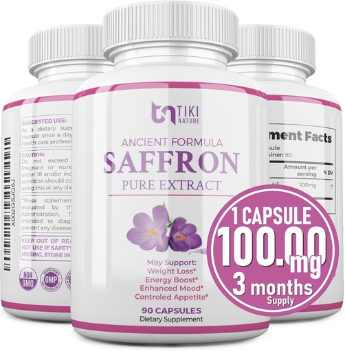 [BRSWYZQ3BZ7RODL5] Saffron Extract Supplement 100mg - Powerful Mood Support Saffron Supplements for Support Eye & Heart Health - Antioxidant & Mood Booster