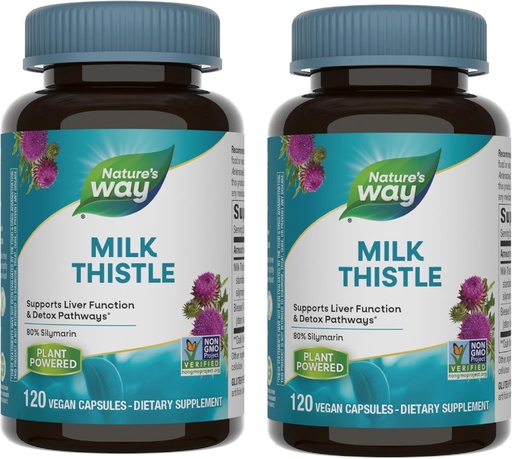 [BRSWGBT2AR7WYDTV] Nature's Way Milk Thitle, поддържа функцията на черния дроб и Detoxification Pathways*, 175 mg Milk Thistle Seed Extract Standardized to 80% Silymarin per Serving, 120 капсули (Packing May Vary) - 2 Pack