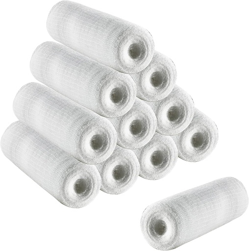[BRSRAYL6O4JR6HI7] Gaze Rolls 12 Pack Stretch Bandages Cotton Mummy Wraps a Hand Wrap Dressing Ankles & Knees 6cm x 4m