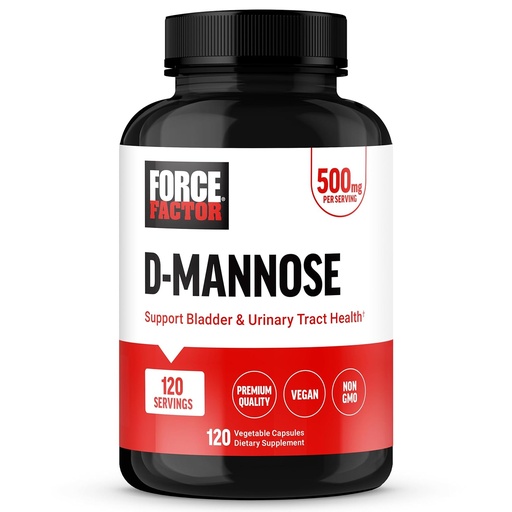 [BRSROAQDCEFQ4ELP] FORCE FACTOR D Mannose, D- Mannose 500mg συμπλήρωμα για την υποστήριξη της ουρικής αρθρίτιδας υγεία για γυναίκες και άνδρες, Συμπληρώματα ελέγχου της ουροδόχου κύστης, Premium ποιότητα, Vegan, μη ΓΤΟ, 120 κάψουλες