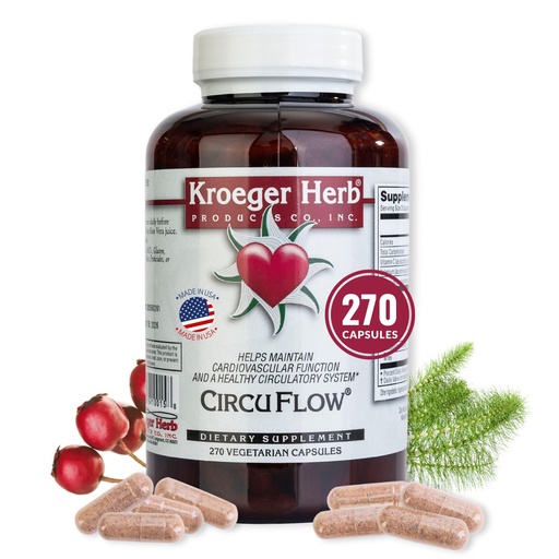 [BRSWIYQ6CYAQEC36] Kroeger Herb, Circu Flow, Holistic Heart Supplement and Circulation Health with Hawthorn Berry, Daily Circulation Supplement for Vascular Support with Hawthorn, Non-GMO, 270 Capsules, Made in USA