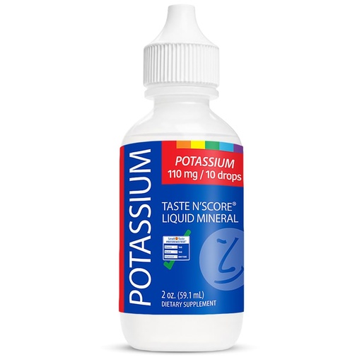 [BRSWIGTRAAIQAEY7] Taste N' Score Potassium Liquid Ionic Mineral Supplement; 100% Pure; 110 mg; 72 Servings