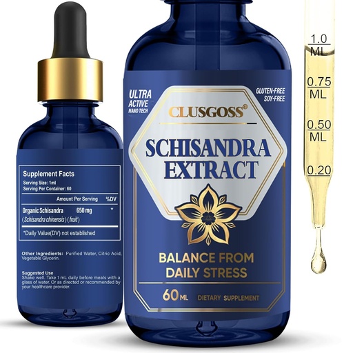 [BRSRAHQHC4OWACAY] Schisandra Drops, Organic Schisandra Berry Supplement for Mood Support & Liver Health, Stress & Fatigue Relief, Alcohol and Sugar Free, Vegan