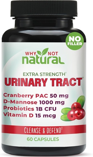 [BRSW2H3QPMNR6GQY] Por que non pílulas naturais 5-in-1 con D Mannose, Cranberry PAC Extracto, Probióticos e vitamina D - Urinary Health Formula para mulleres e homes