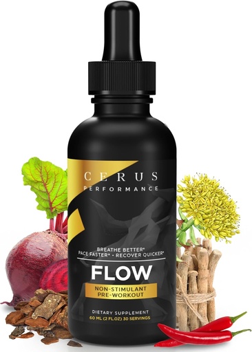 [BRSRAELYOYIQICLH] Cerus Performance Flow Stimulant- Free Endurance Pre- Edzés - Növeli az állóképességet, támogatja a szív egészségét természetes gyógynövényekkel, Vegan- Friendly - 2 Fl Oz