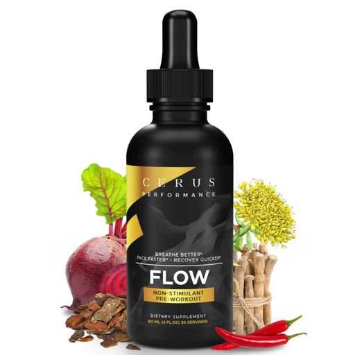 [BRSRAELYOYIQICLH] Cerus Performance Flow Stimulant-Free Endurance Pre-Workout – Boosts Stamina, Supports Heart Health with Natural Herbs, Vegan-Friendly - 2 Fl Oz