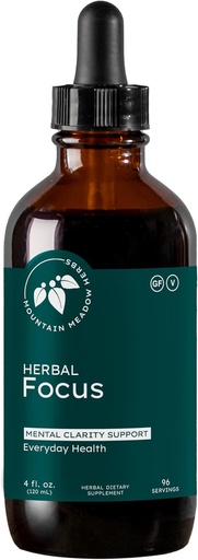 [BRSWGEI5DF7GCE3B] Plantas de Meadow Mountain Herbal Focus – Fórmula de Ervas Líquidas para Clareza Mental e Alerta, Tintura de Absorção Rápida 4 onças