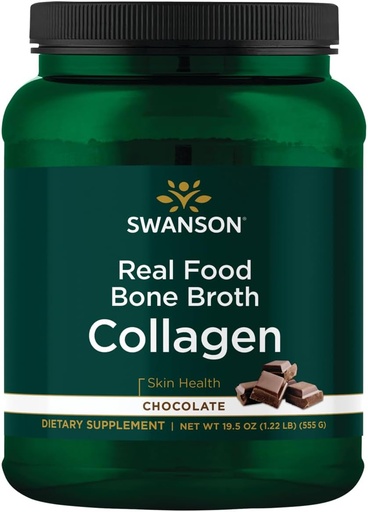 [BRSWGHANOICRSCT4] Swanson Real Food Bone Broth Collagen - Chocolate 19.5 oz Pwdr