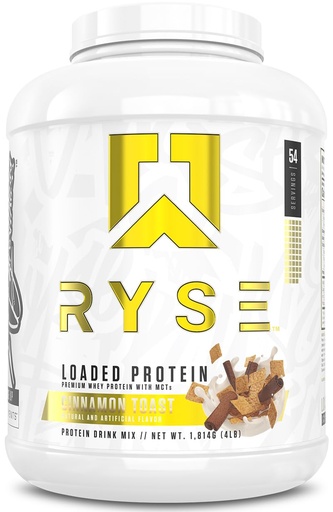 [BRSWYFL2AQHBYHQY] RYSE Loaded Protein Powder - Cinnamon Toast - 25g Whey Protein Isolate & Concentrate with Prebiotic Fiber & MCTs - Low Carb, Low Sugar, Digestive-Friendly - 54 Servings / 4 lb Tub