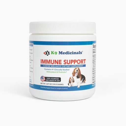 [BRSWGZYBBMFQICL2] K9 Medicinals Daily Dog Immune Support Mushroom Blend - Probiotics and Antioxidant Protein Powder - Gut Health and Digestief Health - Chaga, Alpha Lipoic Acid, and Bove Colostrum - Beef Flavor, 4oz