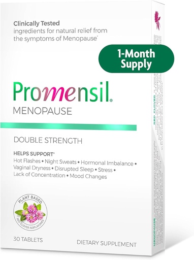 [BRSWIZYGPMNB4ELI] Promensil Menopauza Dublă Putere - Menopauza Suplimente pentru femei, Red Clover Isoflavone, Ajuta Suport Flash-uri fierbinți, Transpirații nocturne, Nelinişte - 30 Conte