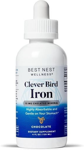 [BRSWKHY4OAFW2DTZ] Best Nest Wellness Liquid Iron - Brain Health Support Supplement with Albion Taste-Free Iron - Aids Energy & Red Blood Cell Production - Bioavailable Iron Formula - Chocolate, 4 fl oz (120 Servings)