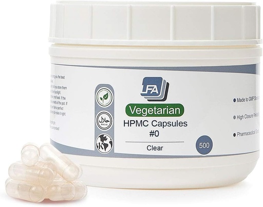 [BRSWYGI5CF6AIDLJ] Size 0 Empty Capsules - Vegan HPMC - 500 Count Vegetarian Capsules Empty - Joined Fillable 0 Vegetable Pill Capsules - Veggie Caps for Capsule Filling Tray - Halal Kosher Hypromellose