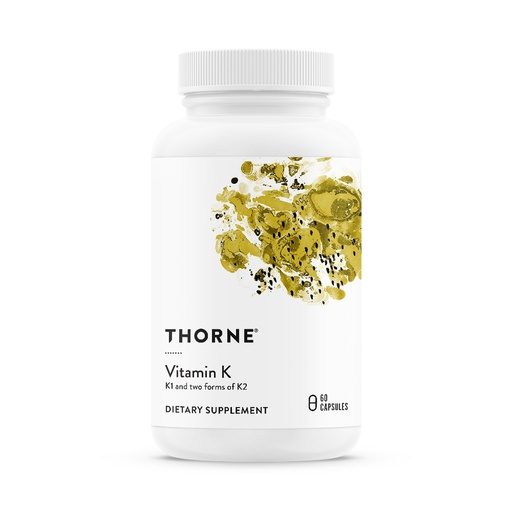 [BRSWG236BV5BEYDZ] THORNE - Vitamin K - Vitamins K1 and K2 (as MK-4 and MK-7) Capsule Supplement - Supports Strong Bones* - Clinically Studied Ingredients - Third-Party Certified - Gluten, Dairy & Soy-Free - 60 Capsules