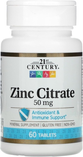 [BRSW2Y34DJ4GKDQV] 21. Century HealthCare Cynk Citrate Tablets 50mg, 60 Count